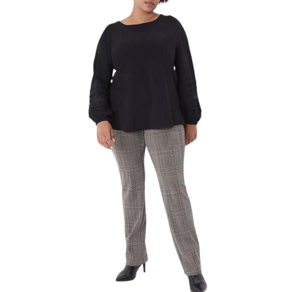 Lane Bryant The Allie Pink Black and White Plaid Straight Leg Pants Plus Size 28 - Picture 10 of 14
